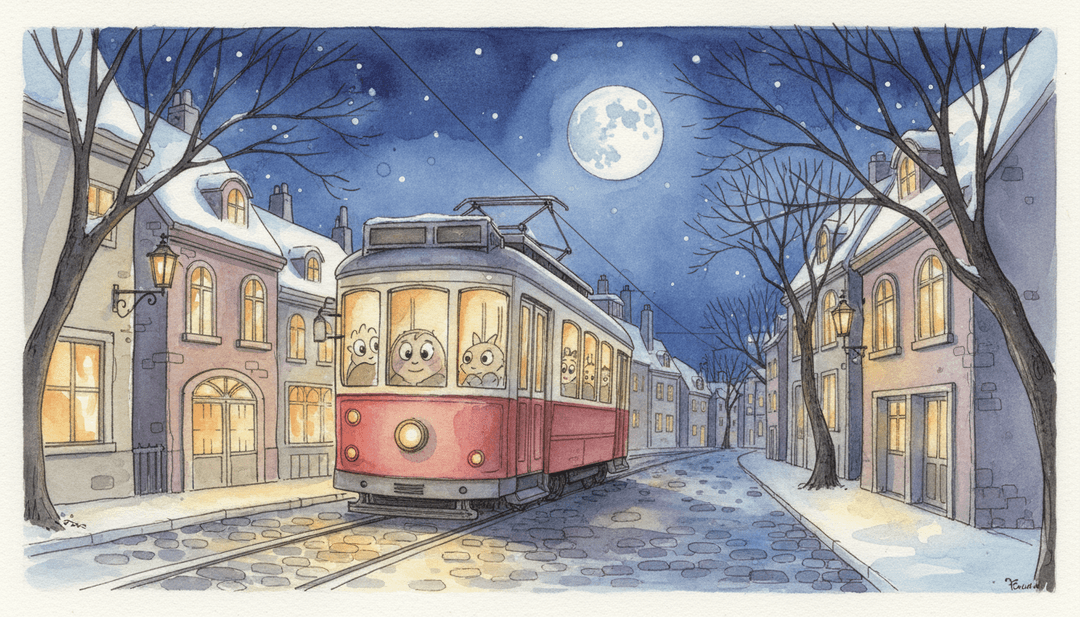 a tram climbing a steep street