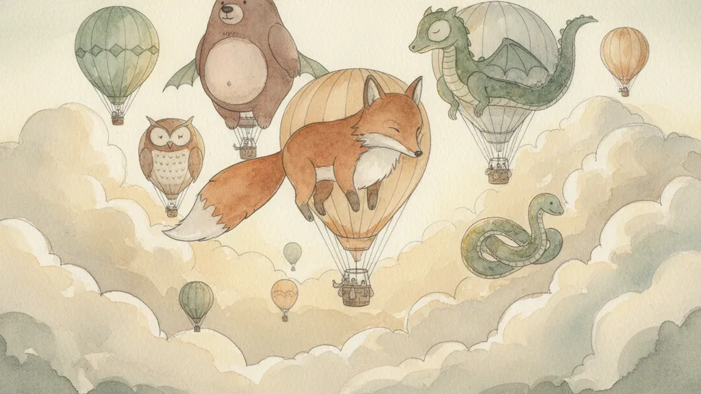 a fleet of hot air balloons shaped like animals