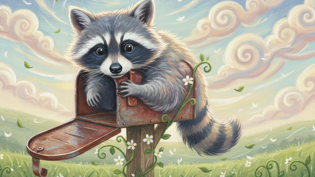 a curious raccoon peeking out of a mailbox