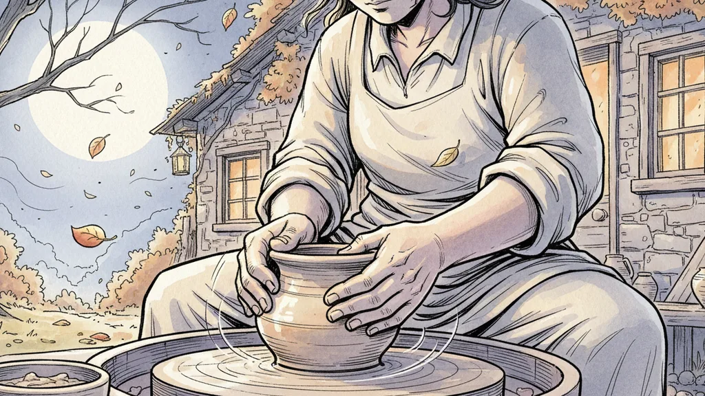 a potter's hands shaping a bowl on a wheel