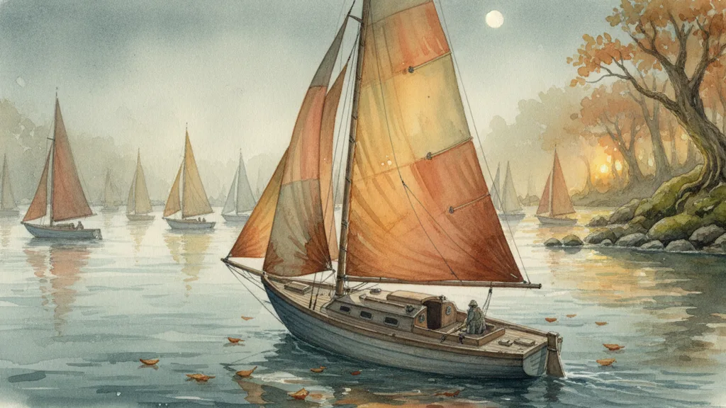 a sailboat regatta with bright spinnakers