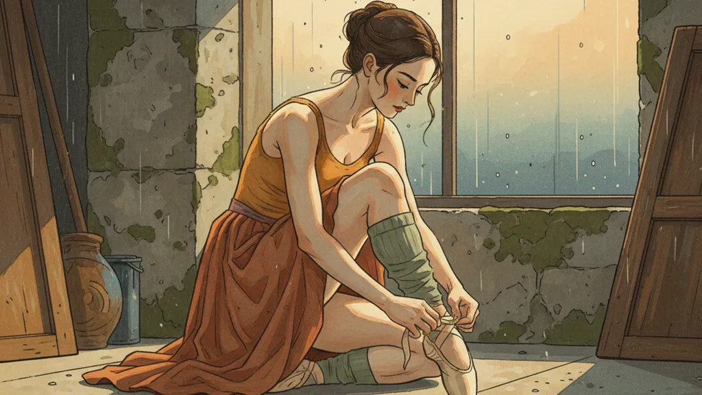a ballerina tying her shoes backstage