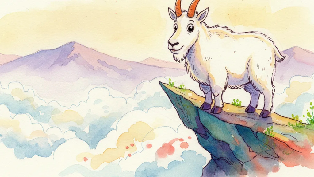 a mountain goat on a knife-edge ridge above clouds