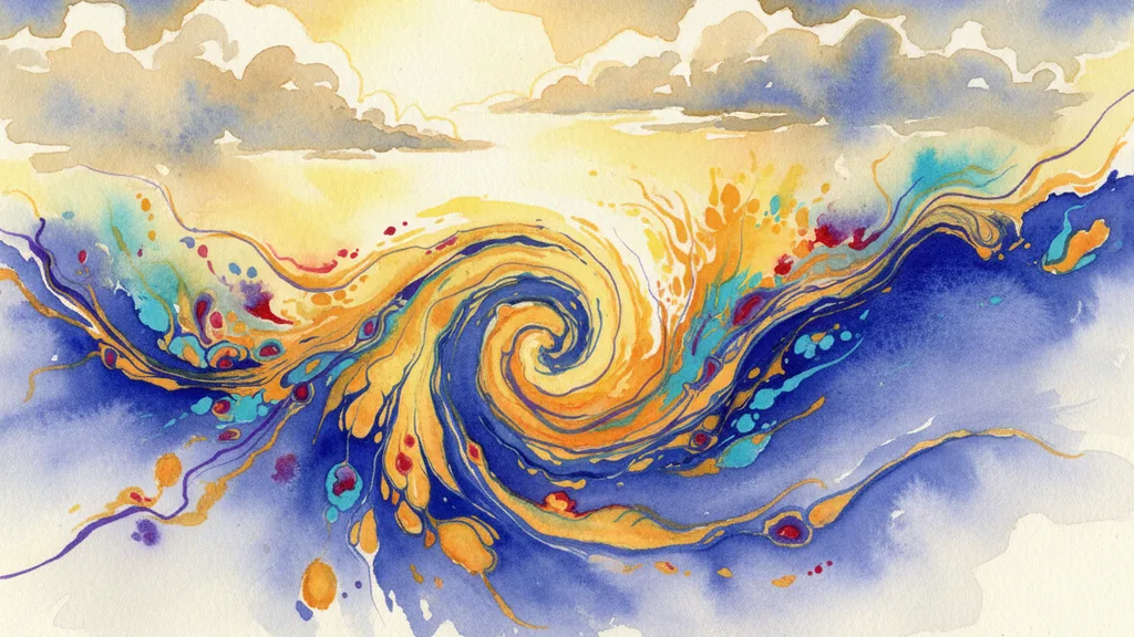 abstract swirls of indigo and gold, like marbled paper