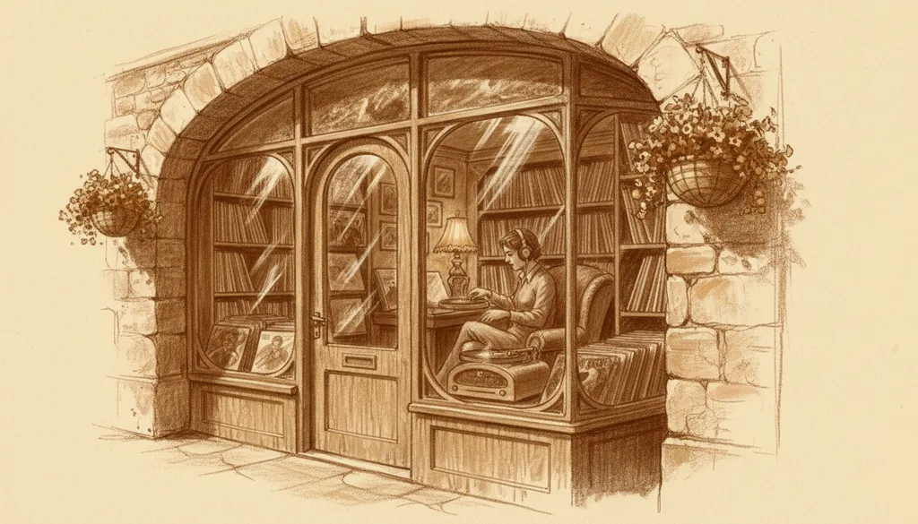 an old jazz record shop with a listening booth