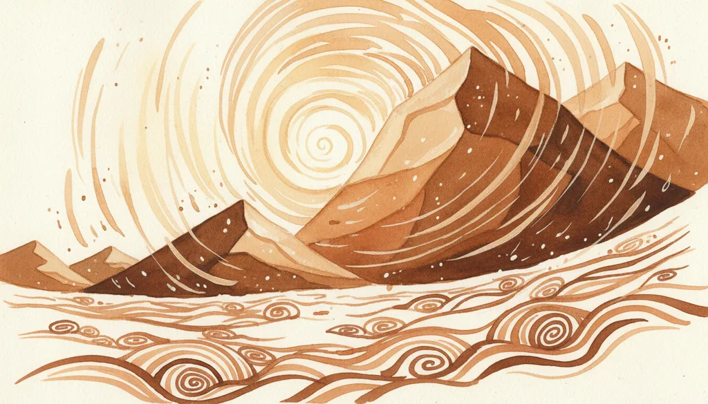 geometric mountains in three flat colors