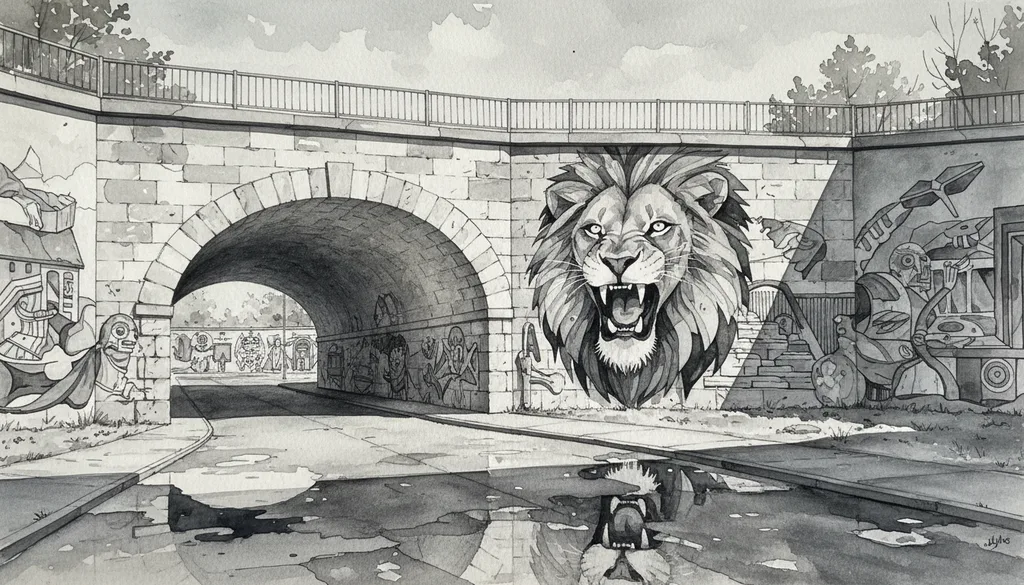 an underpass painted end to end with murals